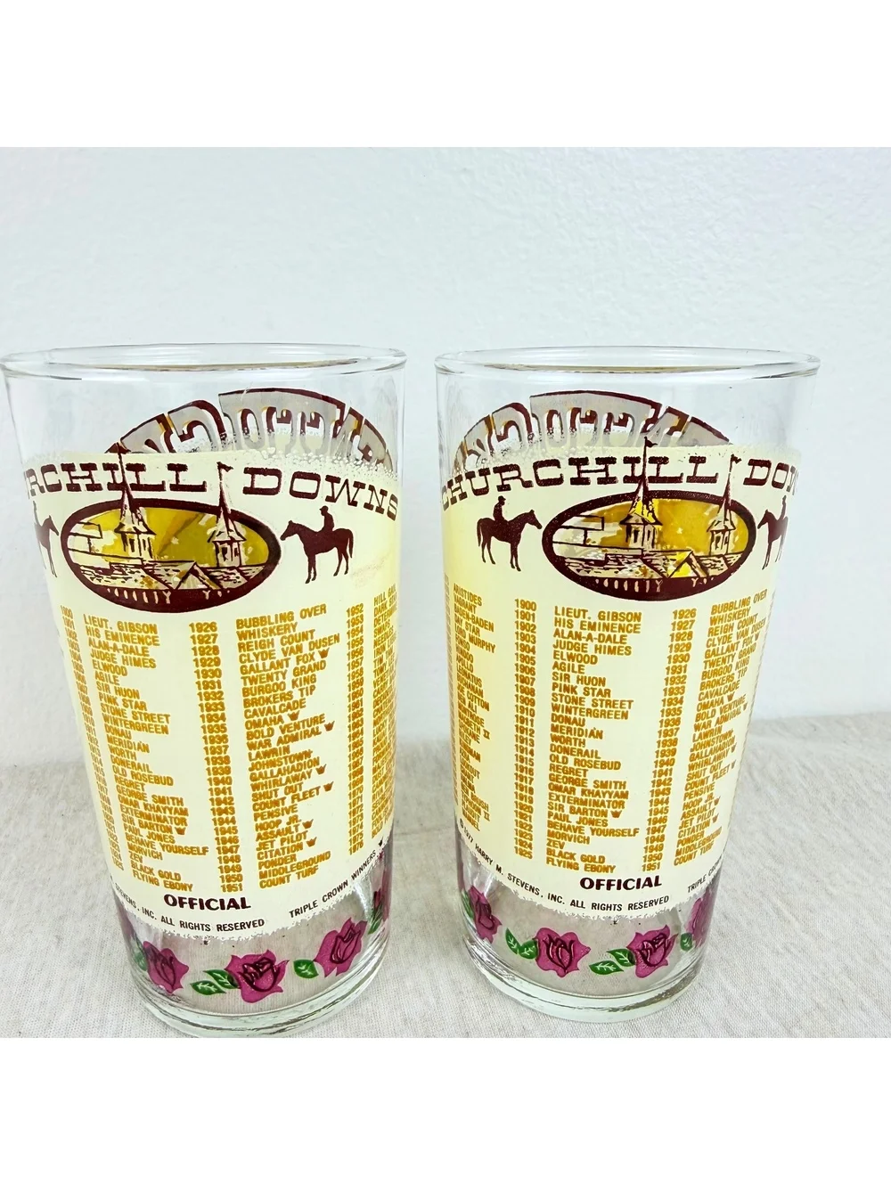 Set of 2 Vintage 1977 Kentucky Derby 103 Mint Julep Glasses Churchill Downs